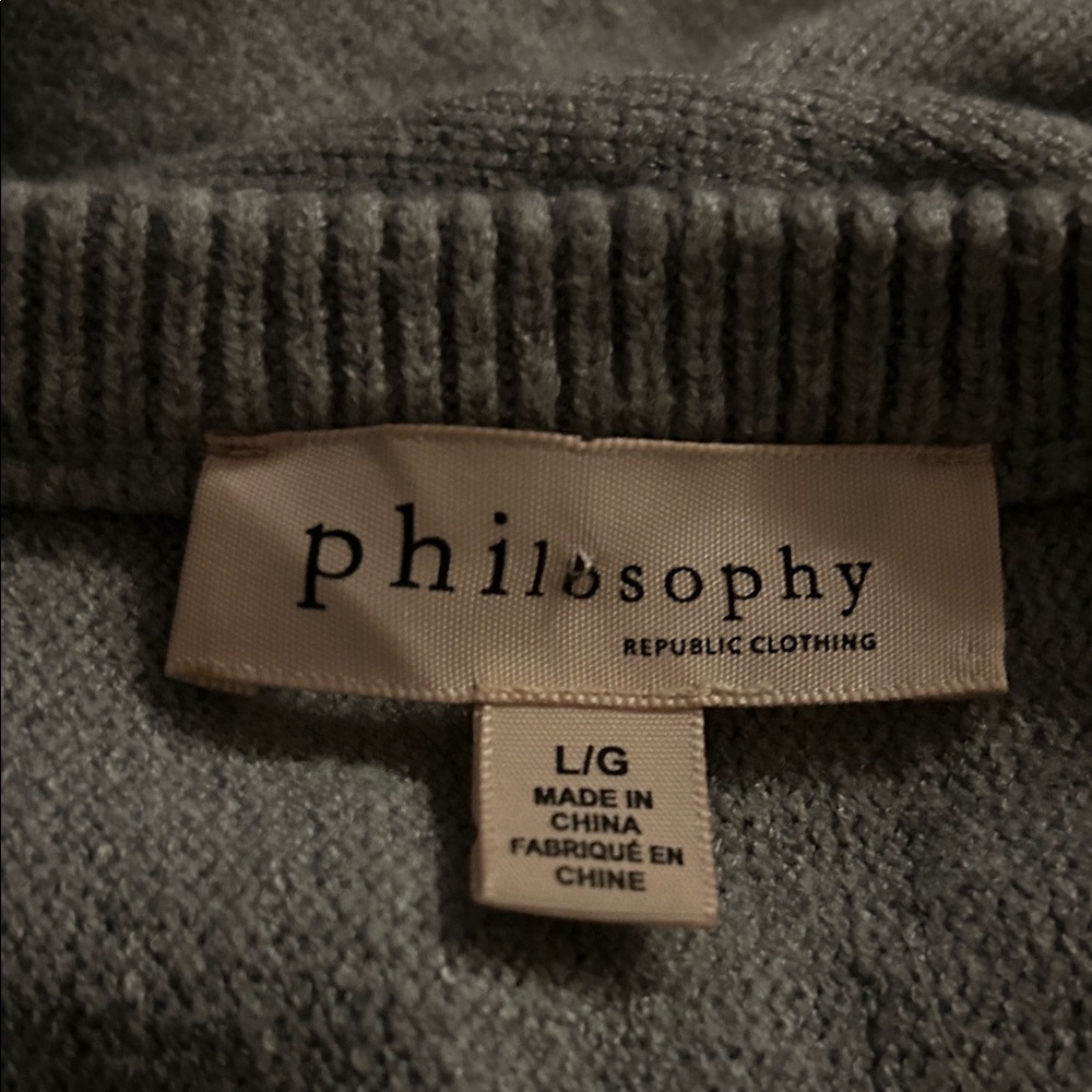 NWOT PHILOSOPHY Women’s Light Gray Sweater, Long sleeve, Textured w/Waistband - Picture 7 of 13
